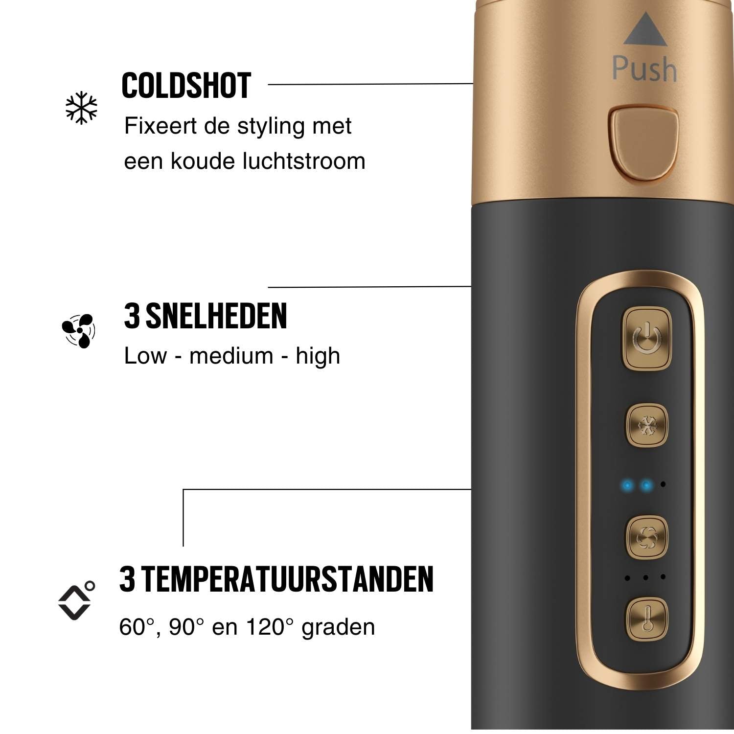 Boutons de fonctions du Navado airstyler