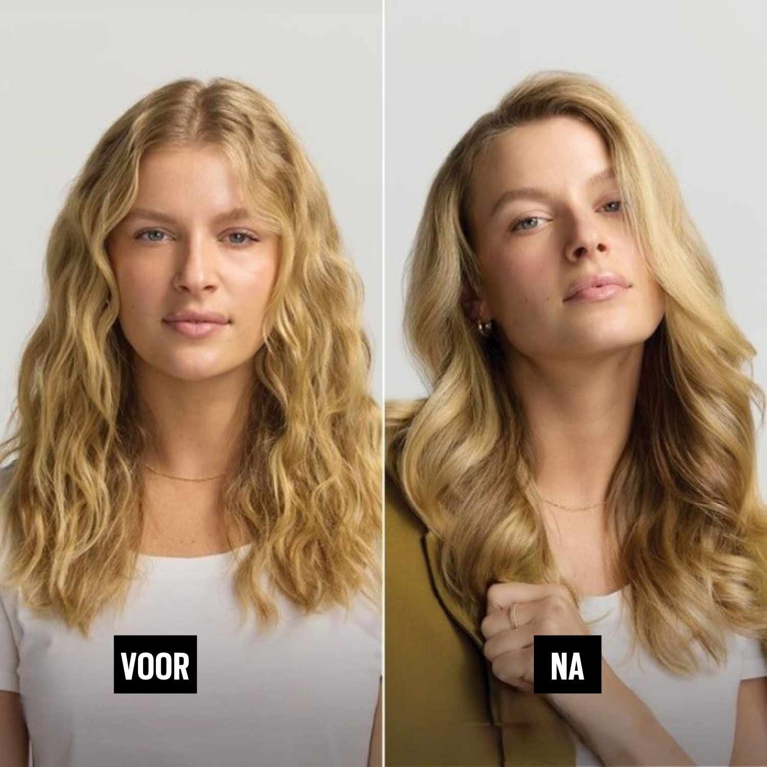 Resultaat krul opzetstuk Navado Easystyler Pro - Voor en Na