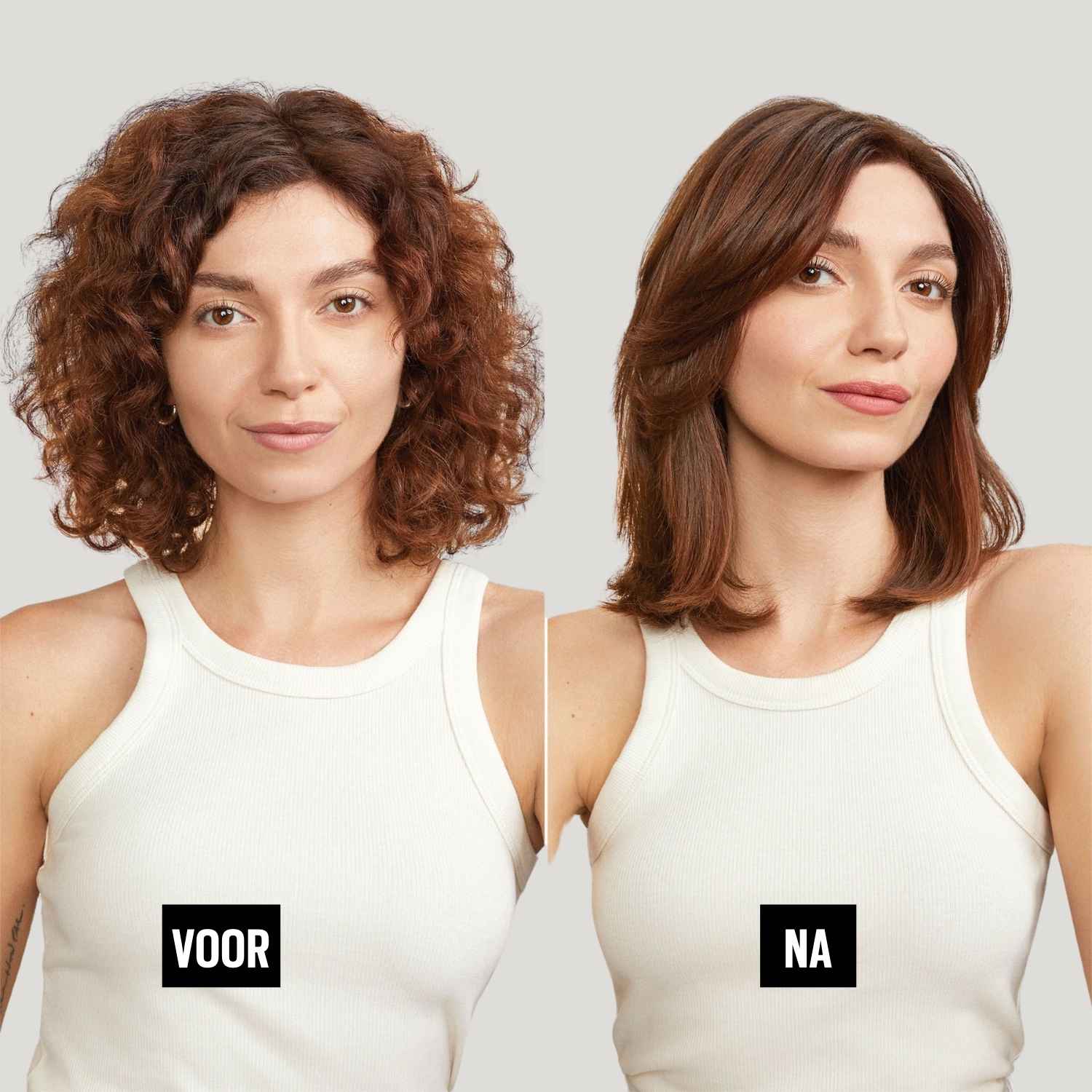 Resultaat smalle volumeborstel Navado Easystyler Pro - Voor en Na