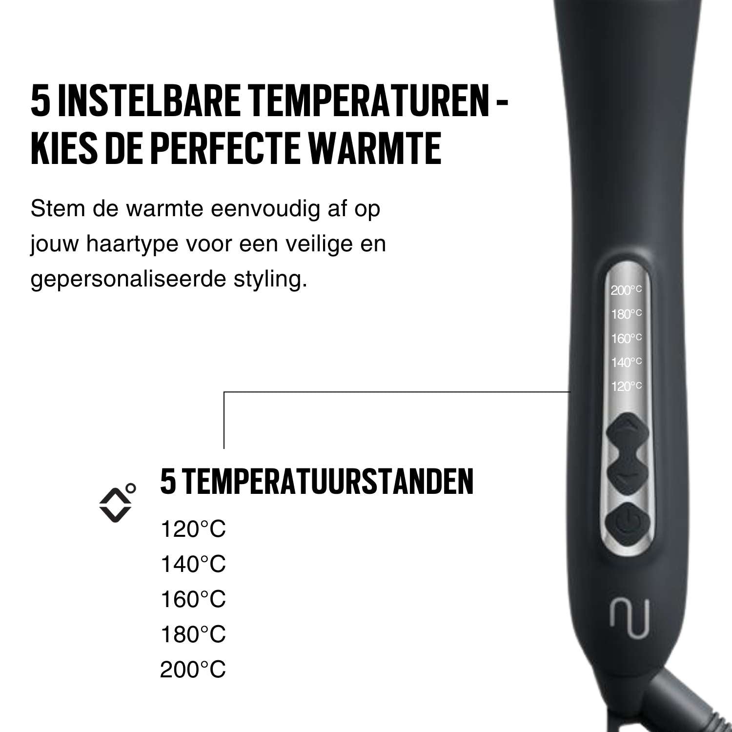 Warmteborstel met temperatuurinstellingen